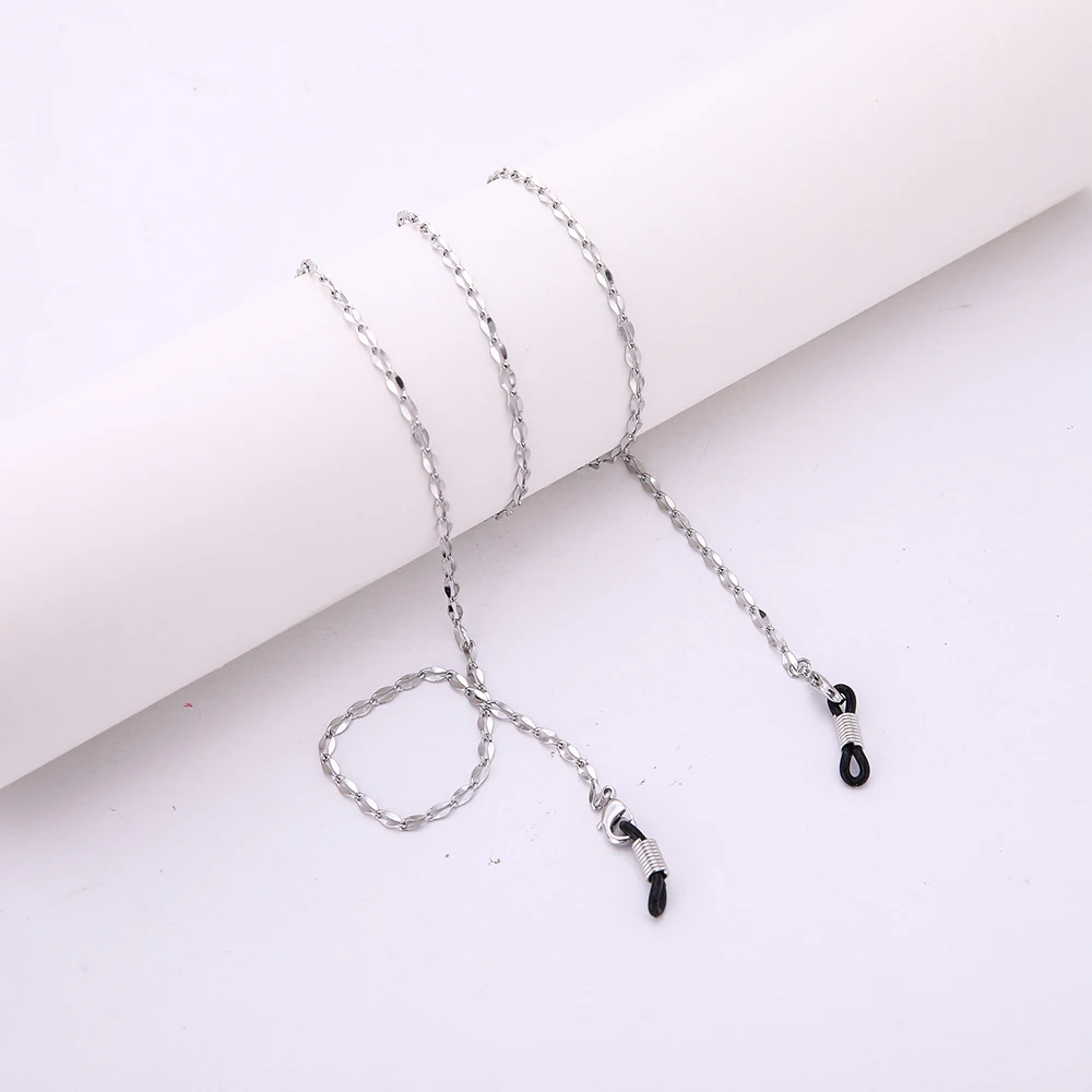 Silver-Black EUEAVAN 10 шт. шнурок для очков Женская цепочка для солнцезащитных очков ремешок золотистый, серебристый, металлический цепочки для очков шнур веревка ожерелье - Цвет: Silver-Black