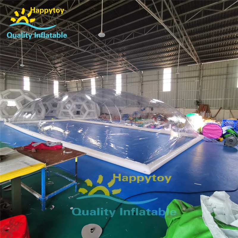  Outdoor blow up pool tent withstand wind keep warm pvc transparent inflatable swimming pool dome te