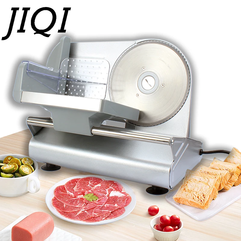 JIQI-minicortadora de carne eléctrica, cortador de carne de cordero y verduras, picadora de acero inoxidable, 110V, 220V, UE