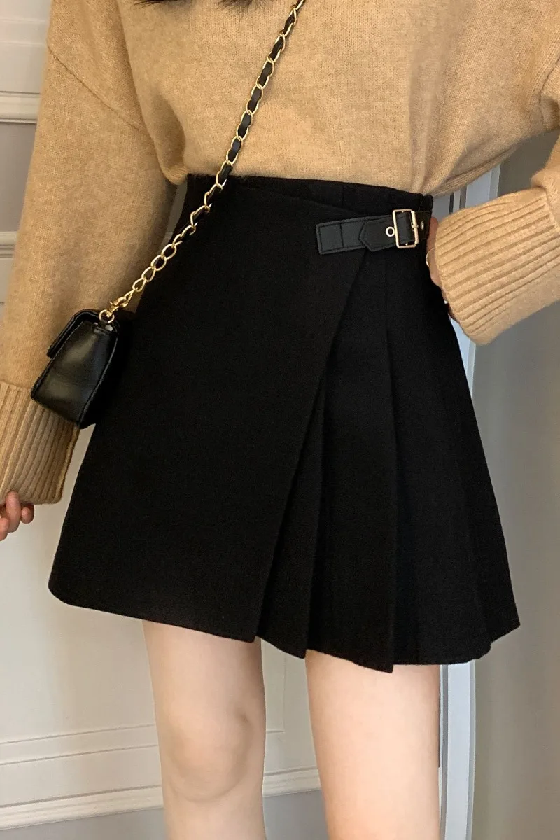Faldas mujer moda империя плиссированные Твердые Англия Стиль ins высокая талия юбки женская одежда весна осень модный бренд