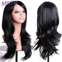 MSTN женские длинные волнистые косплей парик Щепка серый Блондин Коричневый Зеленый Фиолетовый Розовый Черный Синтетические парики Высокая температура