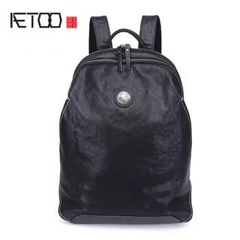 

AETOO Leather shoulder bag, outdoor multi-purpose sports shoulder bag, men's large-capacity waterproof travel backpack
