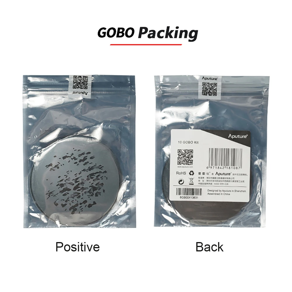 Aputure 10 Gobo Kit Photography Fill Light Projection Projection Film for Spotlight Mount