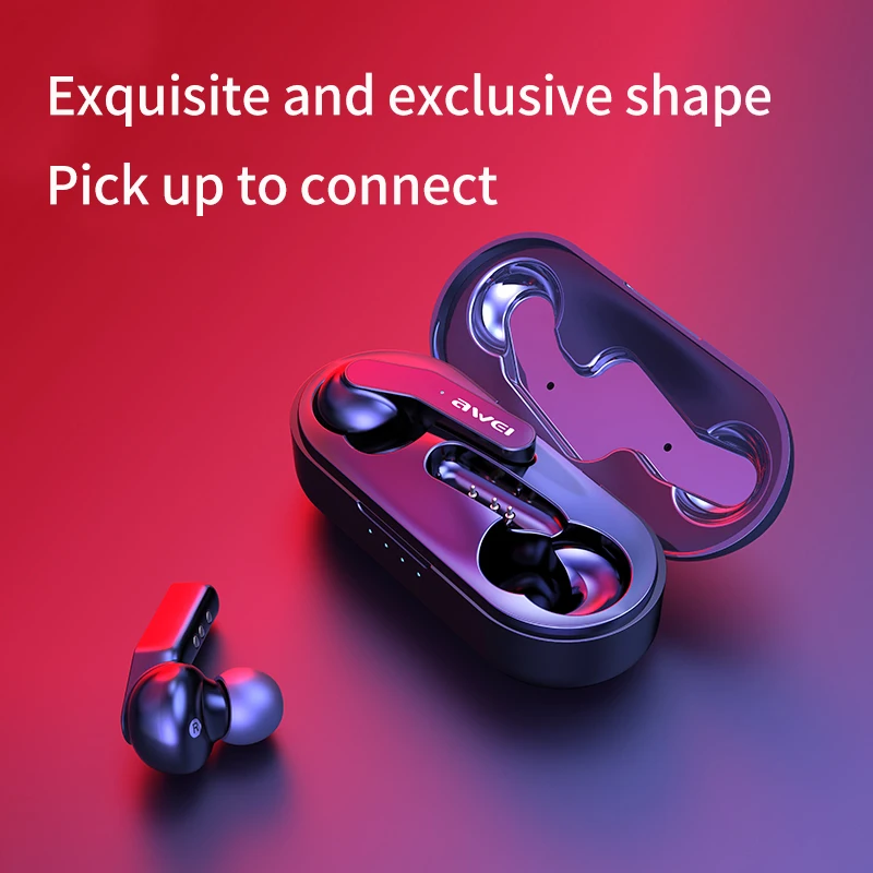 Awei T10C Handsfree Bluetooth Earphone Headset True Wireless TWS Headphone 5.0 Earbuds For In Ear Buds Phone Mobile Blutooth HD