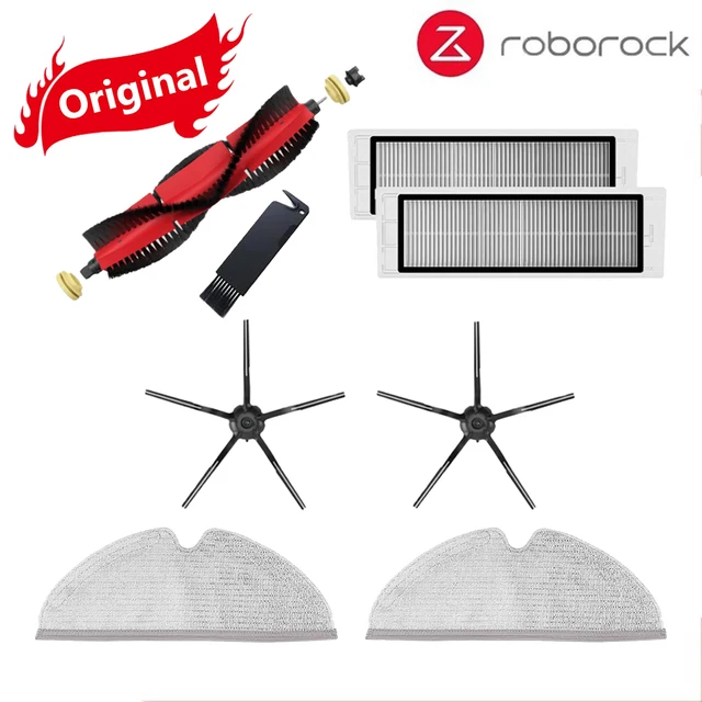 Original Roborock S5 Max / E4 / E5 / S45 Max / S6 MaxV Detachable Main Brush Silicon Side Brush Washable Filter Accessories Black Suit 2