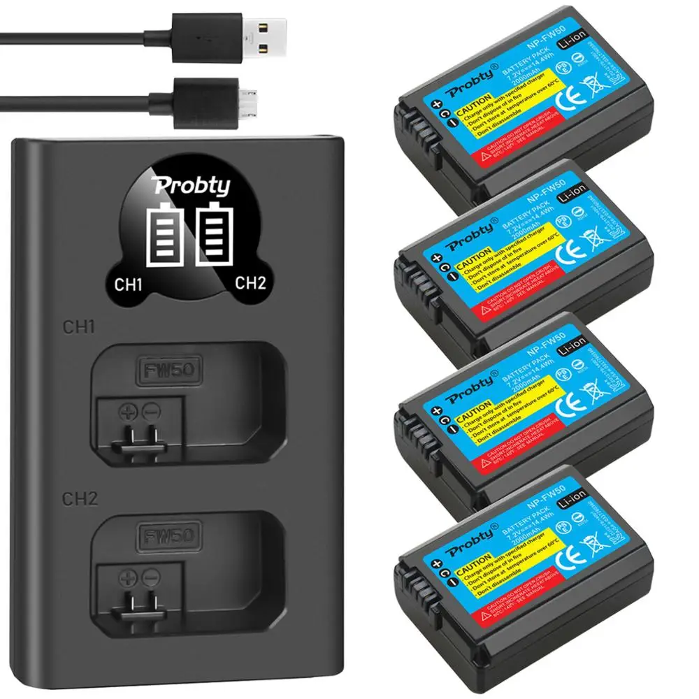 2000mAh NP FW50 аккумулятор + LED USB двойное зарядное устройство для Sony NEX 7 Alpha a5000 a6000 5N a7II