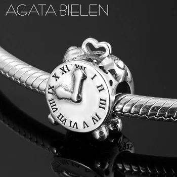 

Creative Real 925 Sterling Silver Clock Time metal beads Fit Original Pandora Charm Bracelet Jewelry Making