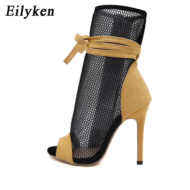 Yellow Eilyken г. Новые пикантные женские босоножки на высоком каблуке с открытым носком босоножки на шпильке летняя Клубная обувь женские вечерние ботинки размер 42 - Цвет: Yellow