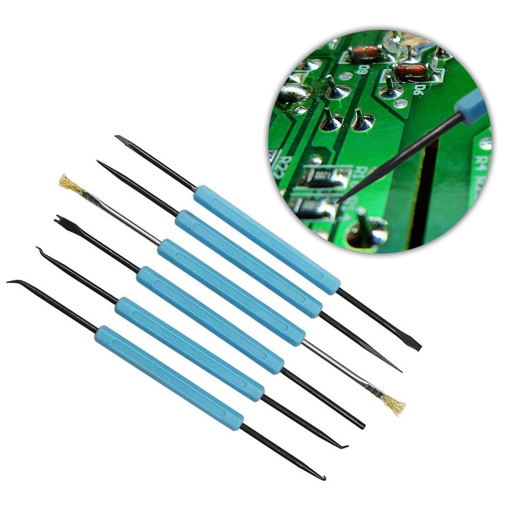6 Pcs Soldering Iron Kit Circuit Electronic Repair Welding Cleaning Tools
