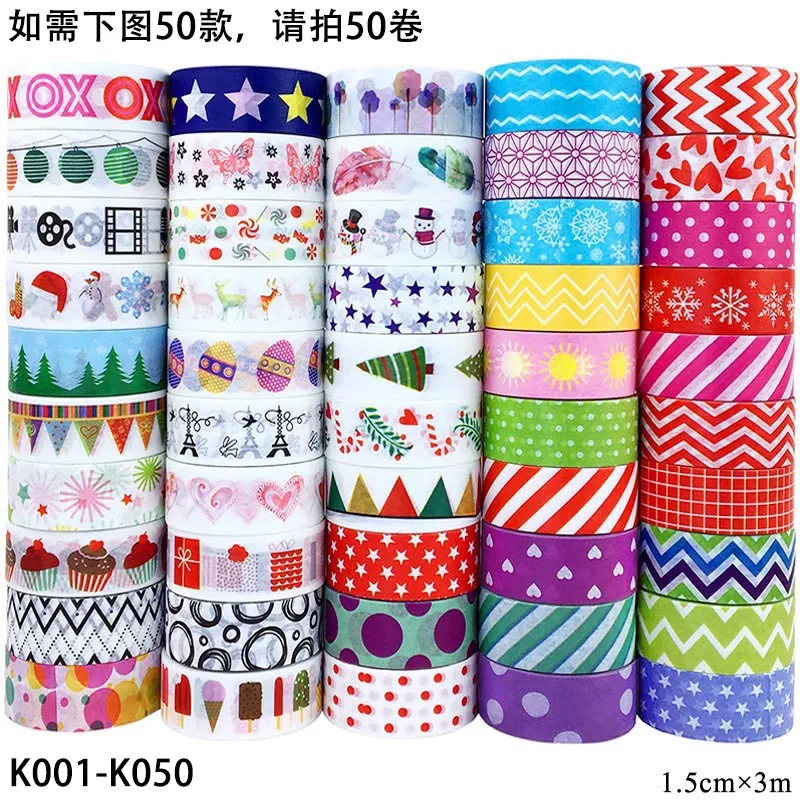 

50 PCS Chrismas Paper Tape for Chrismas Gift Decoration 1.5cm x 3m Floral Xmas Washi Tape Decorative for DIY Projects Arts Craft