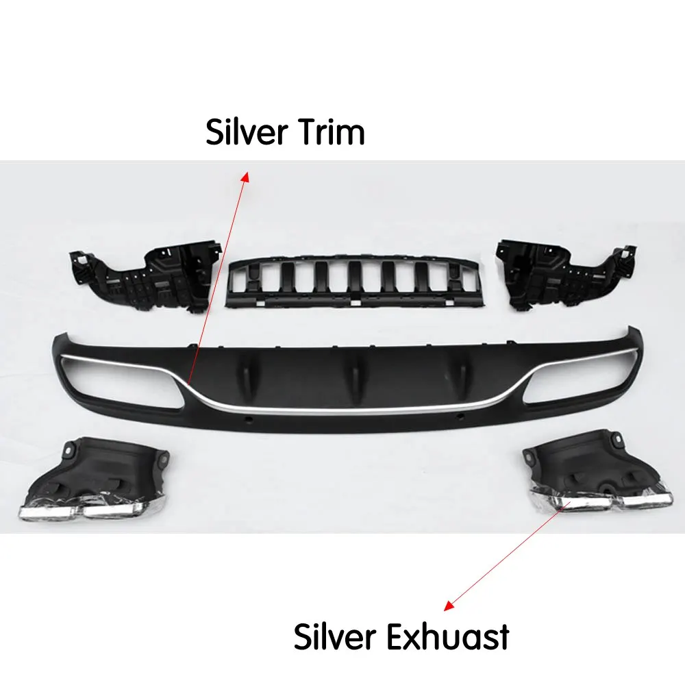 Silver Line tip Для C63 рассеиватель AMG с выхлопные трубы для Mercedes Benz W205 C205 купе 2-дверный C200 C300 C43 AMG для C63 AMG заднего бампера v-стиля - Цвет: Silver Line tip