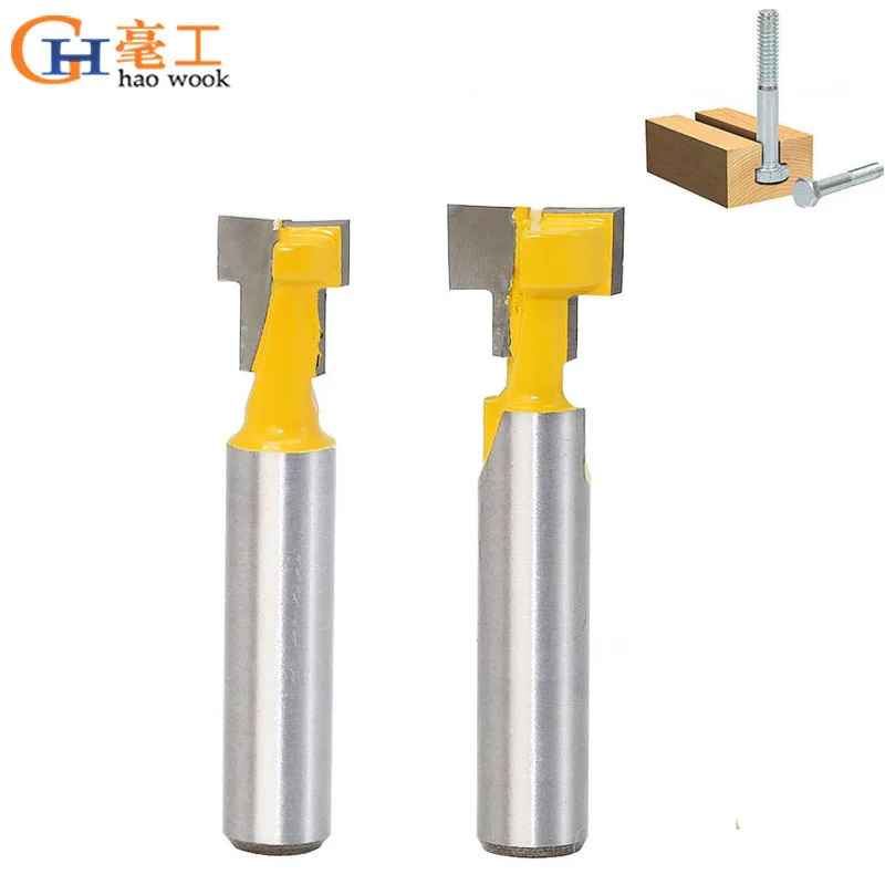 

2PC 8mm Shank T-Slot Cutter Router Bit for 1/4" Hex Bolt 9.52,12.7mm Diameter Wood Cutting Tool