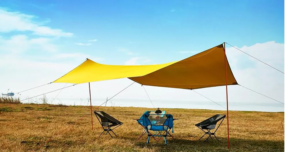 ASTA GEAR Lightweight Outdoor Skylight Sunshade and Rain-proof Camping Canopy New Skylight Camping 3.5*4 Silver and Silicon
