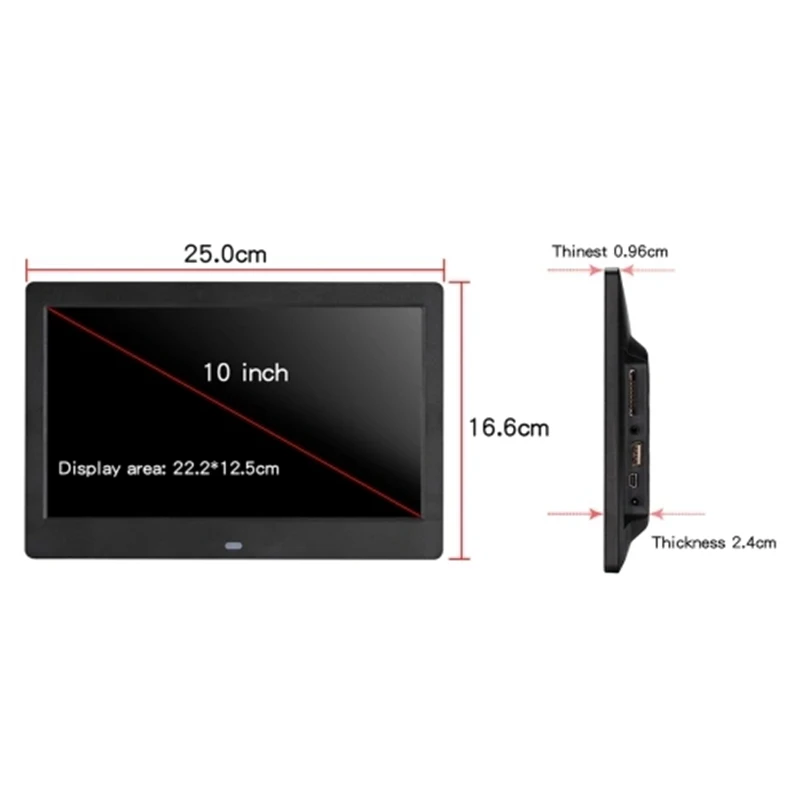 SJD-1003 10 Inch LEDs Digital Photo Frame 1024 x 600 H-D Screen Desktop Album Display Image MP4 Video MP3 Audio Clock Calendar w
