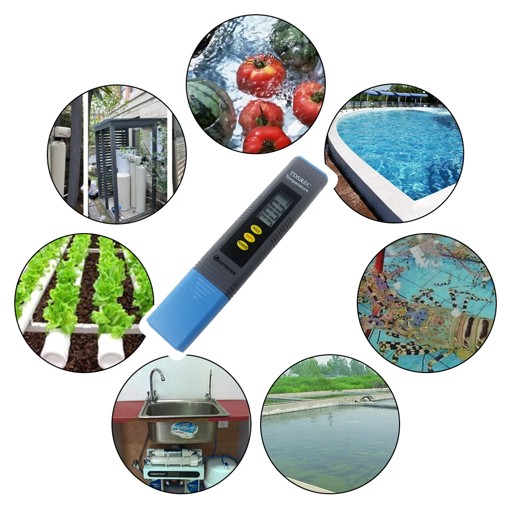 Ketotek Digital PH Meter Thermometer ATC TDS&EC Temperature Tester Celsius Fahrenheit degrees for Aquarium Pool Wine Urine Water ph meter water quality tester