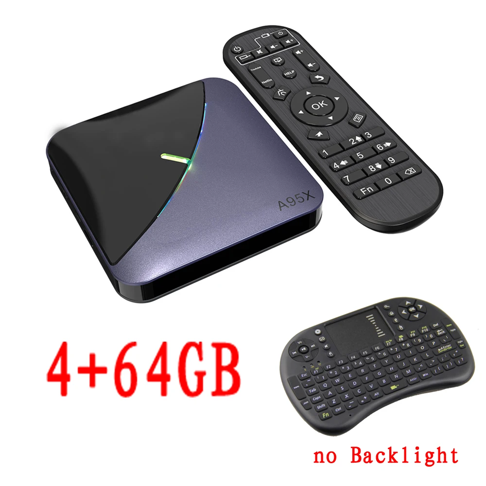 A95X F3 RGB светильник ТВ приставка Android 9,0 4 Гб 64 ГБ 32 ГБ Amlogic S905X3 приставка 8 к Netflix Plex медиасервер Android ТВ приставка smart Box - Цвет: 64GB with i8keyboard