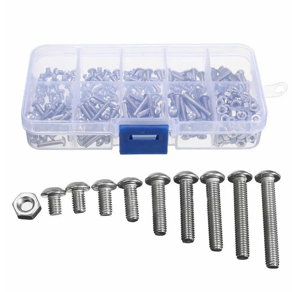

1 box M3 Hex Screw Nuts Bolt Cap Socket Assortment Kit Stainless Steel Silver 2019 new