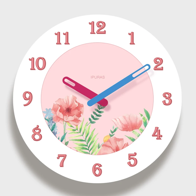 Розовые PeonyHome тихие часы для гостиной, спальни, современные украшения, Подвесные часы, деревянные кварцевые часы, круглые часы
