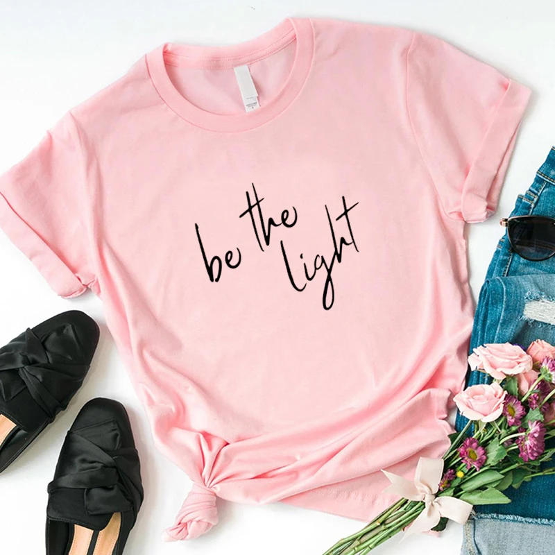 pink tee black text Света Одежда унисекс футболка стильные, с коротким рукавом хлопковая футболка текстами и сюжетами из Библии и изображением Иисуса Христа Графический перстень из нержавеющей стали для фотосъемки в стиле гранж с изображением футболки - Цвет: pink tee black text