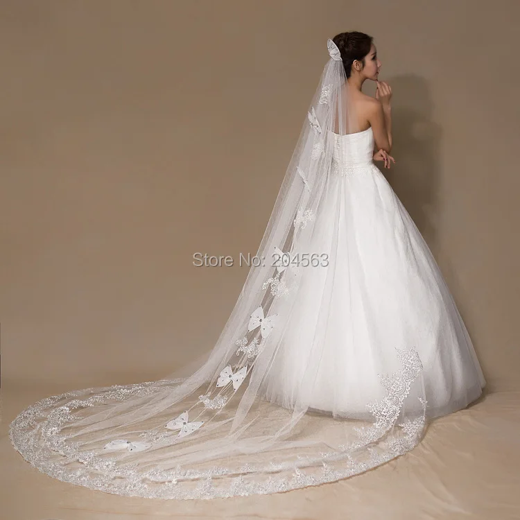 new-one-layer-long-bridal-veil-with-bows-and-crystals-sliver-lace-wedding-veil-with-comb