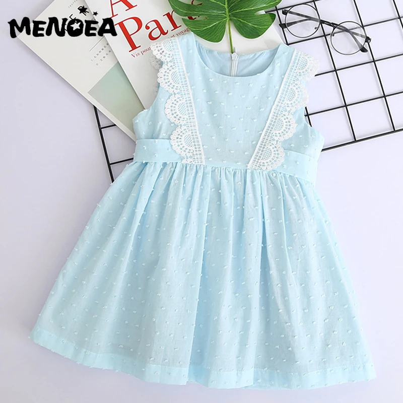 Menoea/платье для девочек Лидер продаж г. Новая летняя брендовая одежда для девочек кружевной жилет без рукавов платье для маленьких девочек вечерние платья для От 2 до 7 лет