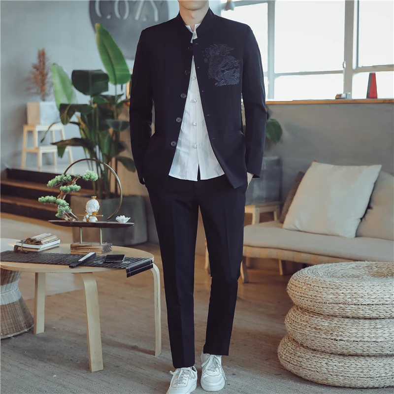 navy casual suit