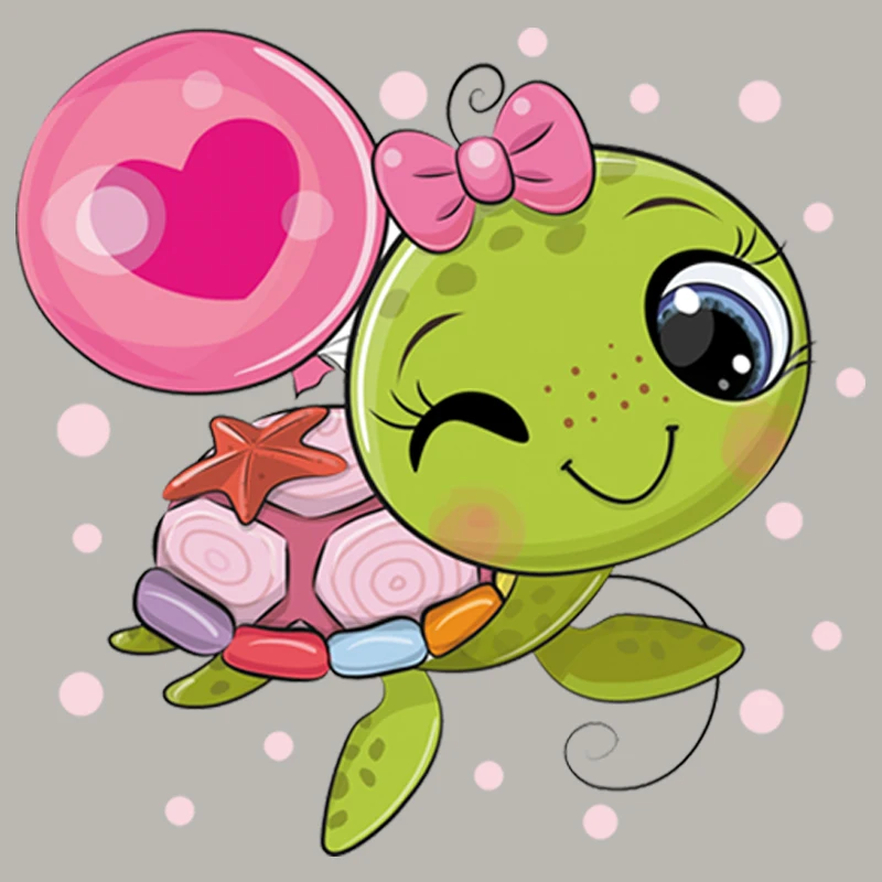 

Cute Turtle Patch Iron On Vinyl Tops Appliqued Heat Transfer Fashion Diy Patch Washable Stickers