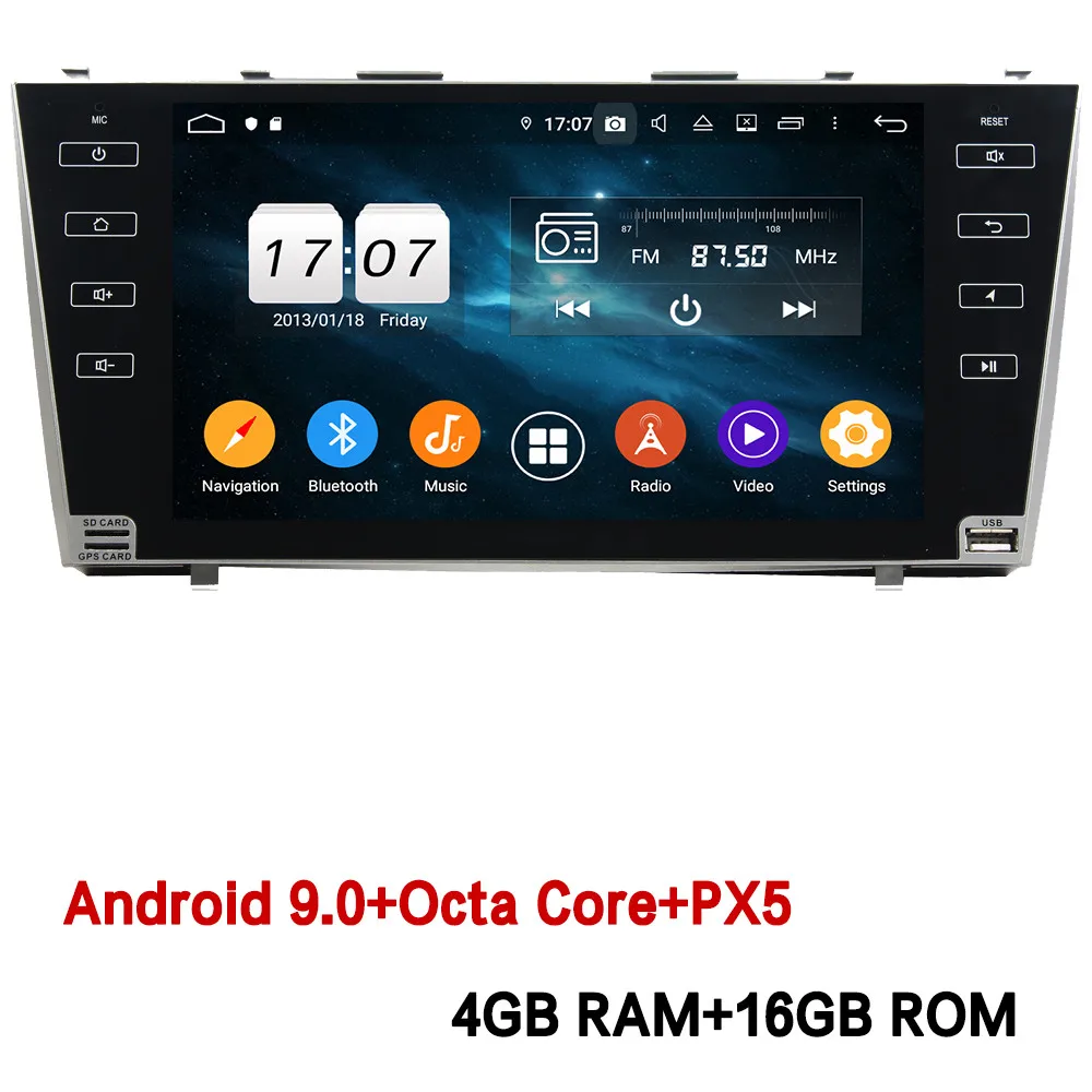 Klyde " ips 4G Android 9 Восьмиядерный 4 Гб ОЗУ 64 Гб ПЗУ DSP BT автомобильный DVD мультимедийный плеер стерео для Toyota Camry 7 40 50 2006-2011 - Цвет: 4GB RAM x 16GB ROM