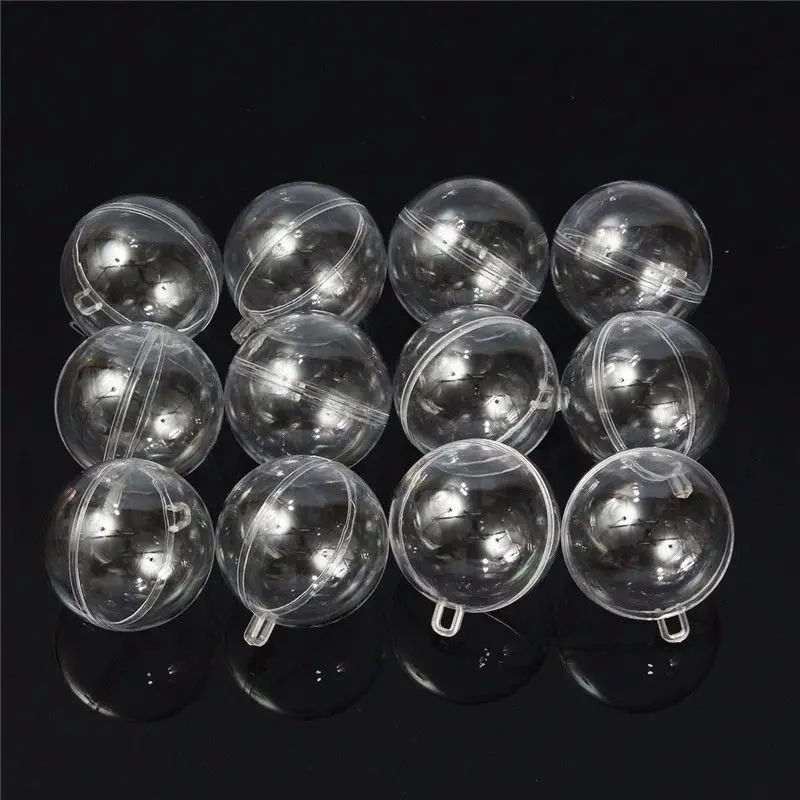 12Pcs 6cm Ball Christmas Candy Box Baubles Clear Fillable Xmas Tree Decoration Ornaments Home Decoration