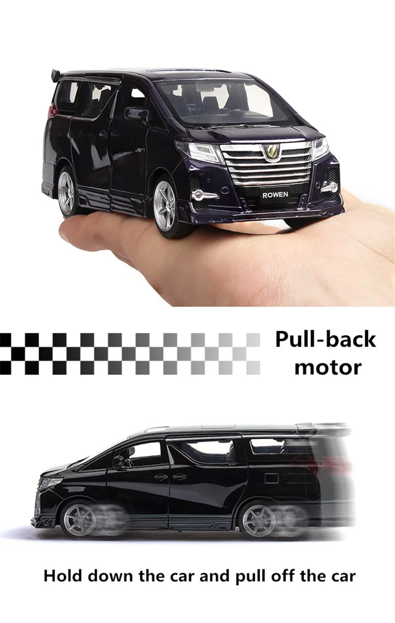 1:32, Toyota Alphard MPV, модель автомобиля из сплава, модель 4, открытая дверь со звуком, светильник, детские игрушки, подарки на Рождество, день рождения