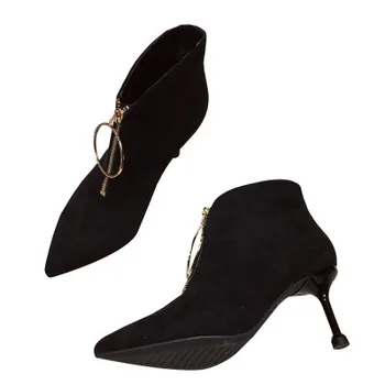 

Booties female 2019 autumn and winter wild new girl sexy pointed boots net red high heels female fine with