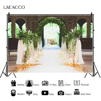 

Laeacco Church Romantic Flowers Wedding Stage Photography Backdrop Birthday Party Decor Photography Background For Photo Studio