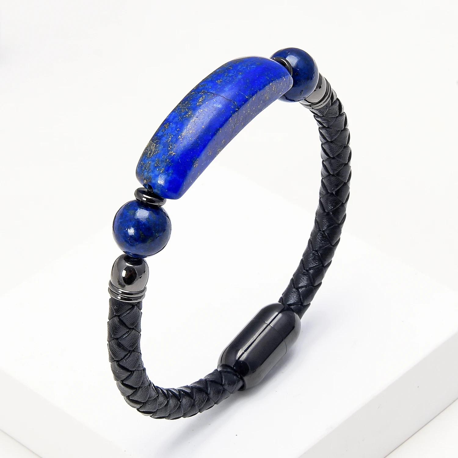 9 Style Natural Stone Bracelet Classic Leather Rope Chain Stainless Steel Buckle