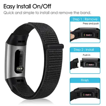 

For Fitbit Charge 3 Woven Nylon Loop Strap Watch Wristband Bracelet Band