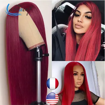 

13x6 Lace Frontal Wigs 99J Straight Hd Lace Front Wig Glueless Burgundy Red Human Hair Wigs Bleached Knots Pre Plucked Baby Hair