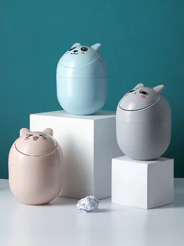 

Mini Cartoon Waste Bin Desktop Plastic Garbage Basket Cleaning Barrel Creative for Home Office Table Trash Can Household Gadgets