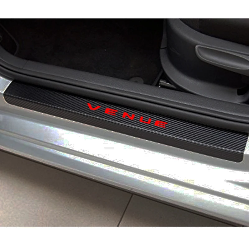 4Pcs Carbon Fiber Door Sill Scuff Kick Plates Color : White for Hyundai Venue Protector Car Styling Tread Accessories Pedal Decoration Stickers