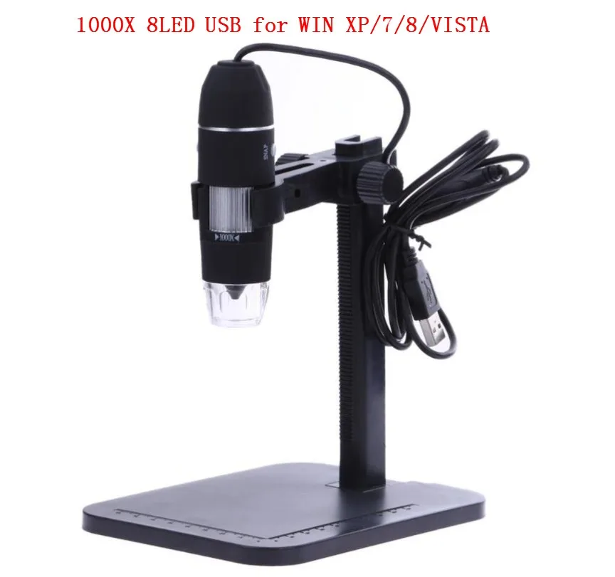 1000X 8LED 800X/1000X/1600X USB цифровой микроскоп Эндоскоп зум Камера лупа+ держатель - Цвет: 1000X 8LED