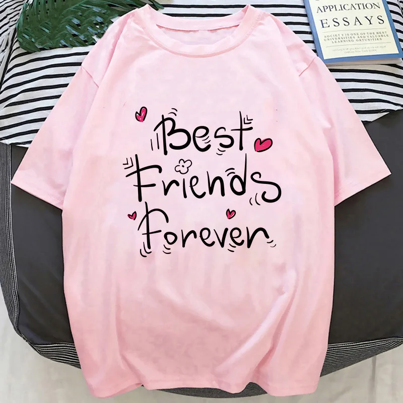 

Tshirt Women Best Friends Forever Letter Kawaii Print T shirts Top Femme Clothes Female T-shirt Harajuku Graphics Summer T-shirt