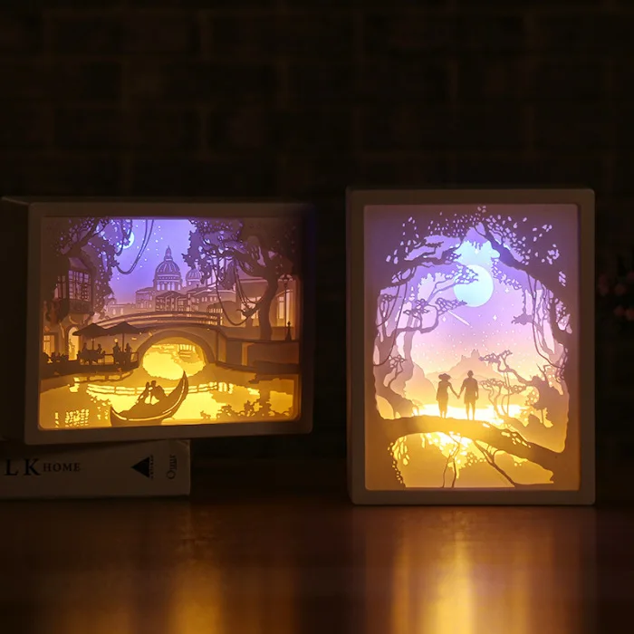 Художественное украшение 3D Бумага резьба свет лампа светодиодный подарок для дома Спальня прикроватная TN88