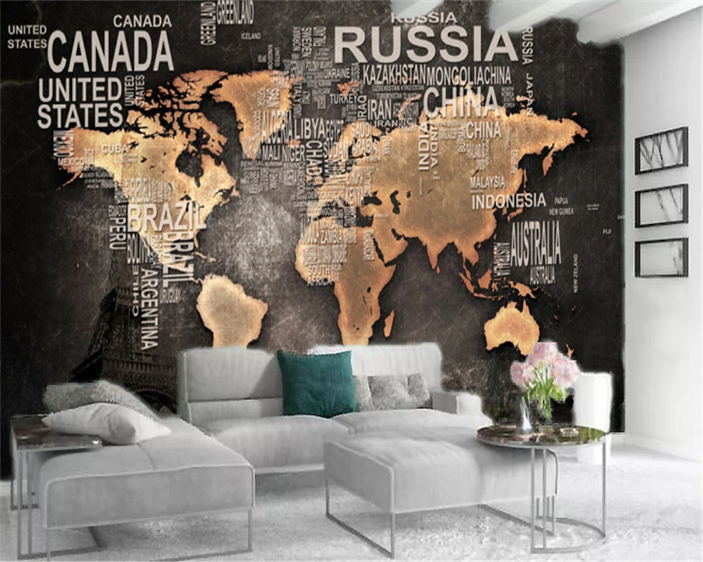 Custom 3d Photo Wallpaper Home Decor Retro Alphabet World Map Digital Printing Hd Decorative Beautiful Wallpaper Wallpapers Aliexpress