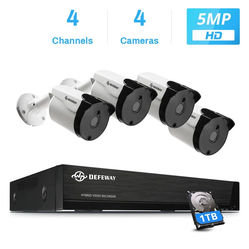 DEFEWAY 4CH HD 5.0MP H.265 + наружная крытая камера видеонаблюдения системы безопасности 4