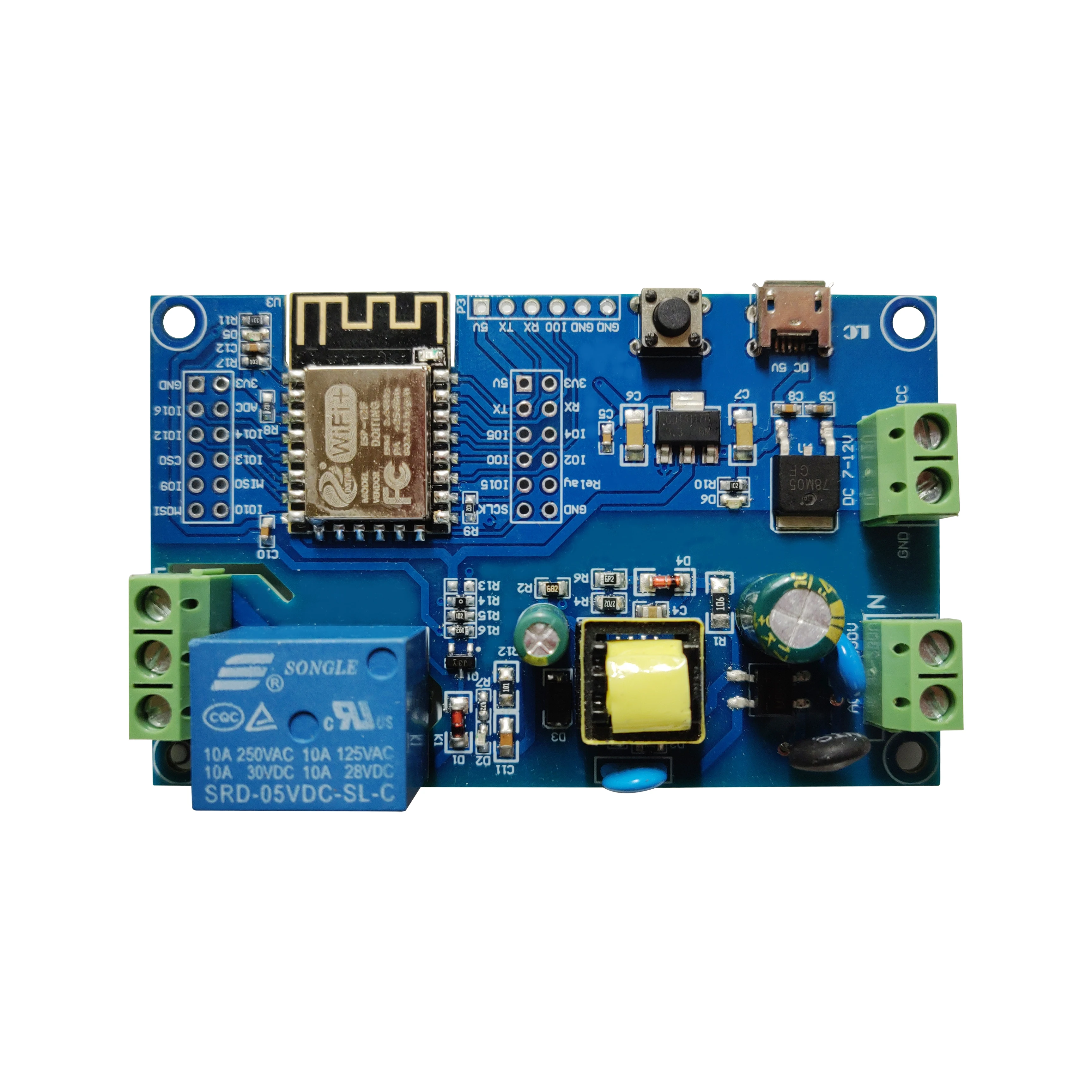 AC/DC мощность ESP8266 wifi Одно реле ESP-12F макетной платы
