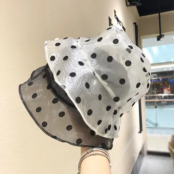 

202004-xiaohei28 summer Lithe Sunscreen dot lady leisure bucket cap women fishermen hat