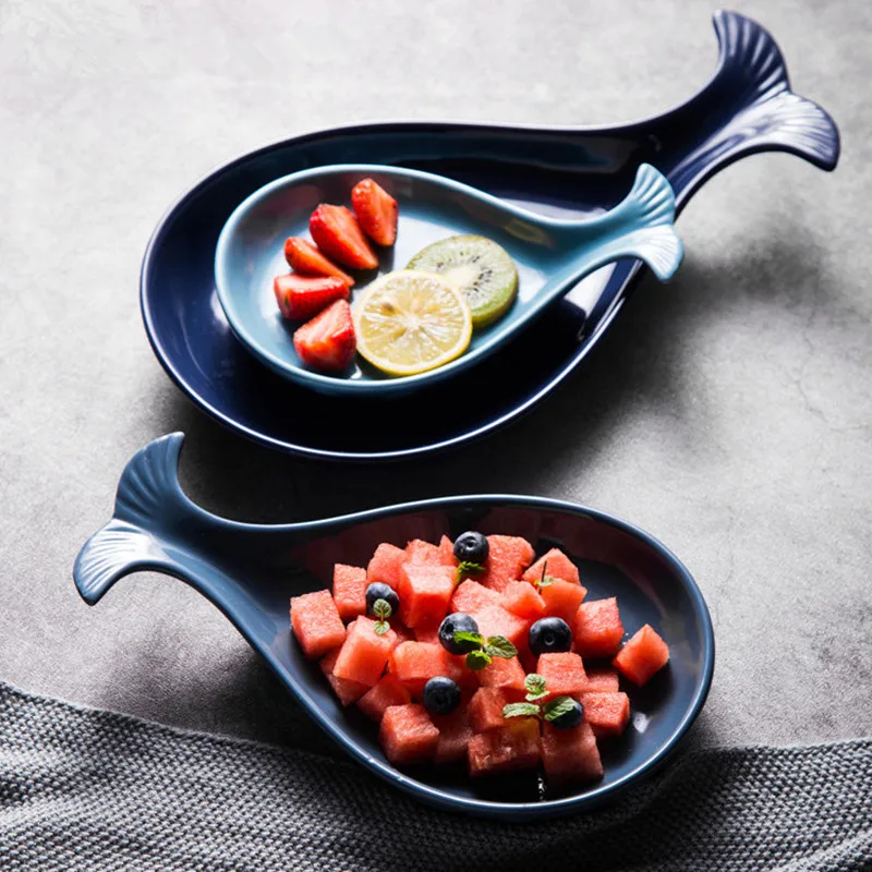 

Porcelain Dishes Tableware Restaurant Food Snacks Sushi Fish Plate Dinnerware Unique Household Plate Kitchen Dish