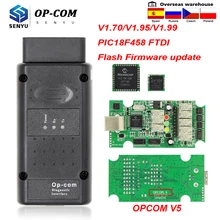 Opcom v5 1.70 1.95 1.99 pic18f458 ftdi flash atualização de firmware op com para opel obd obd2 scanner carro ferramenta diagnóstico cabo 1.7
