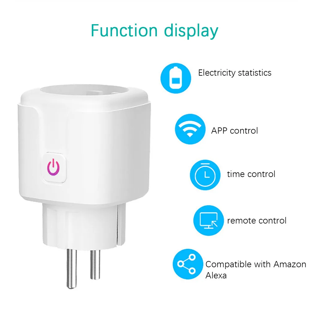 

Smart WiFi Plug Adaptor 16A Remote Voice Control Power Monitor Socket Outlet Timing Function work with Alexa Google Home