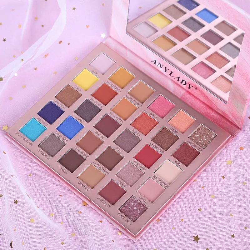 ANYLADY 30-color Eyeshadow Palette Waterproof Non-dizzy Dyeing Colorfast Shimmer Matte Eye Shadow
