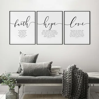 

Bible Verse Poster and Prints Faith Hope Love Wall art Print Christian Quotes Canvas Painting Living Room Posters on the Wall