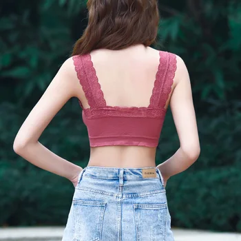 

2020 New Lace Wrap Chest Tube Top Sports Camisole Wire Free Underwear Big U Beautiful Back Camisole Wide Shoulder Strap